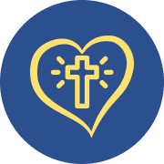 Shining Cross inside a Heart Logo